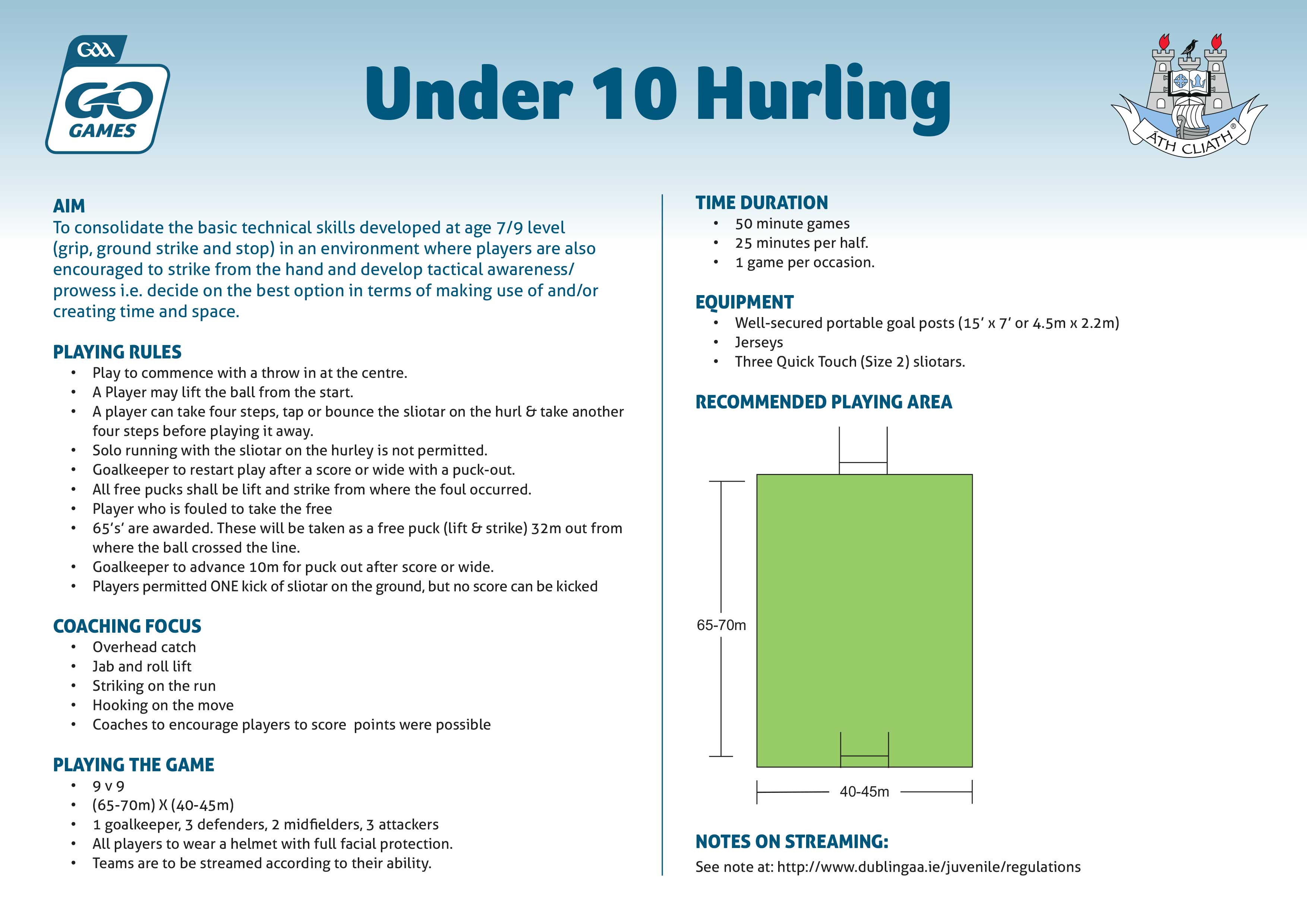 u10 hurling rules 2