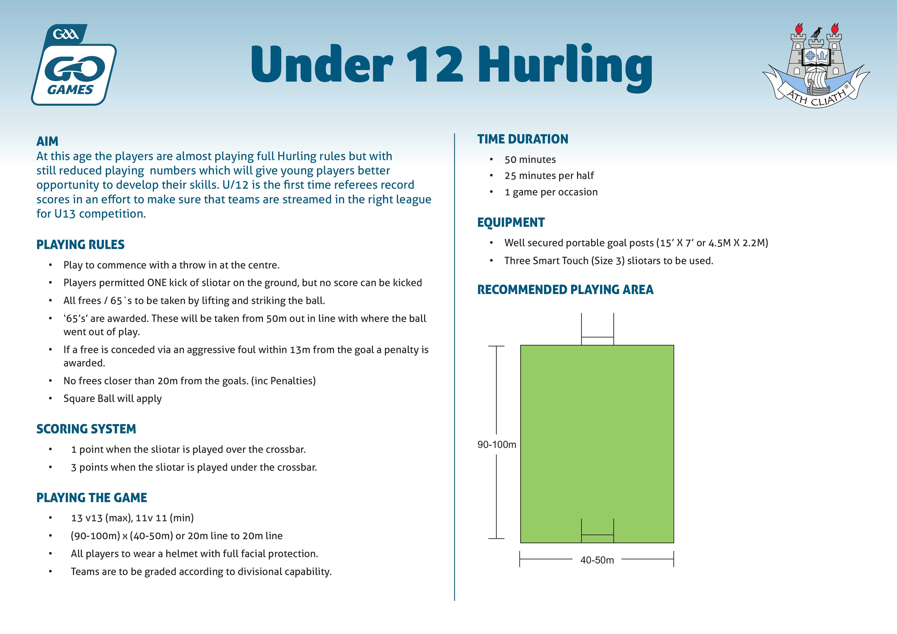 u12 hurling rules 2