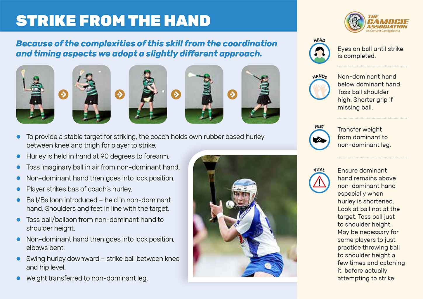 strike from hand camogie skillcard front
